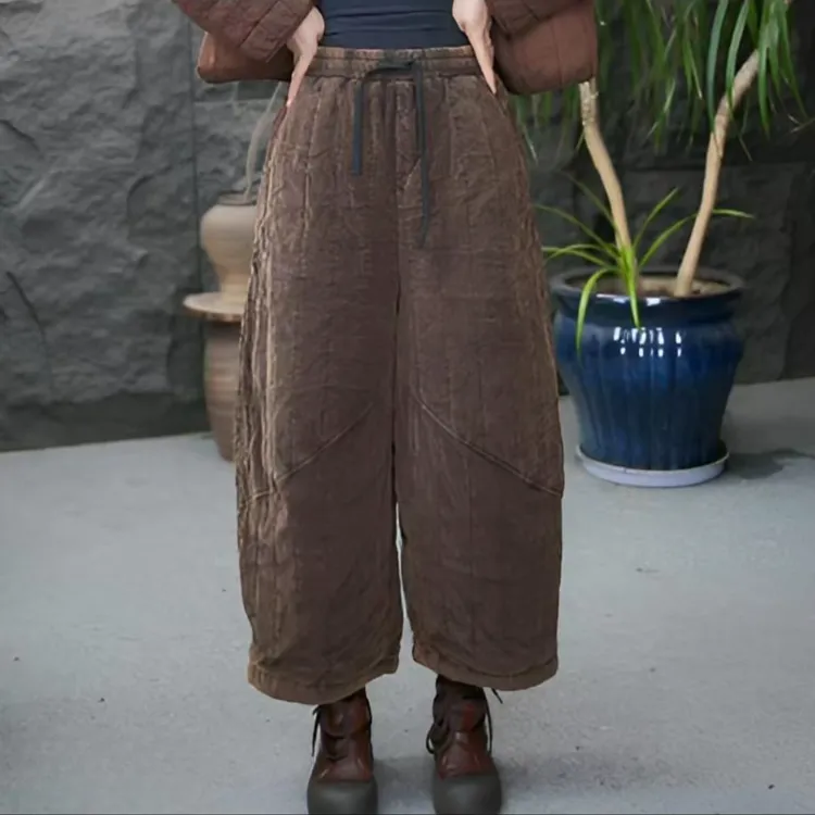 JJ【加厚棉裤】长裤无弹九分裤磨毛休闲裤复古宽松文艺做旧