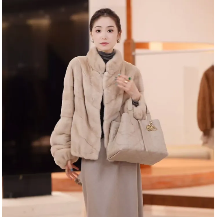 UMORE FELICE 华斯皮草【叶可可专享】立领女神款高奢水貂皮草服装