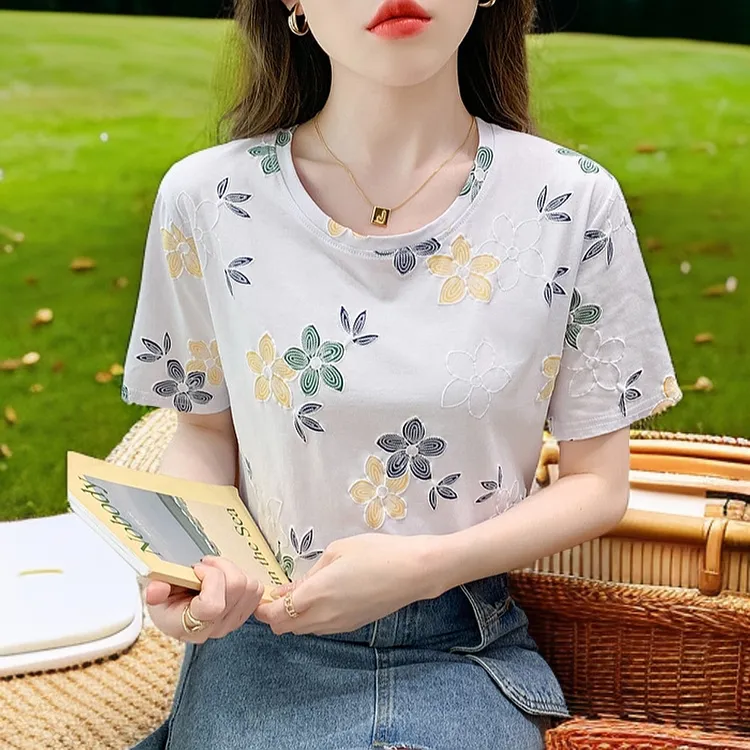 【618破价】韩版ins短袖T恤女常规版2025夏季通勤小众休闲显瘦半袖.