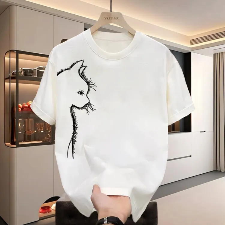 潮流短袖圆领休闲宽松透气T恤上衣时尚短T