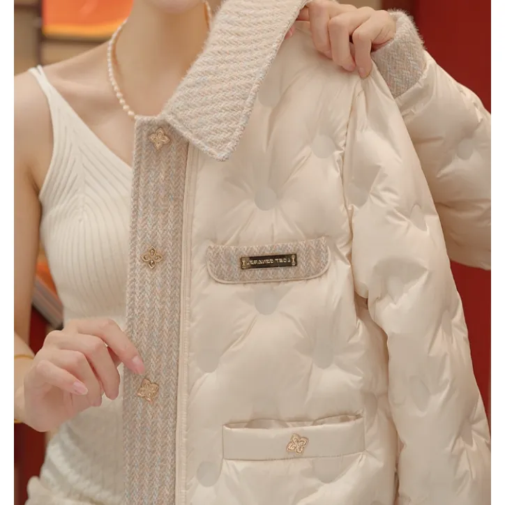 【现货】时尚气质波点小香风棉衣2025新款冬季棉服外套女装