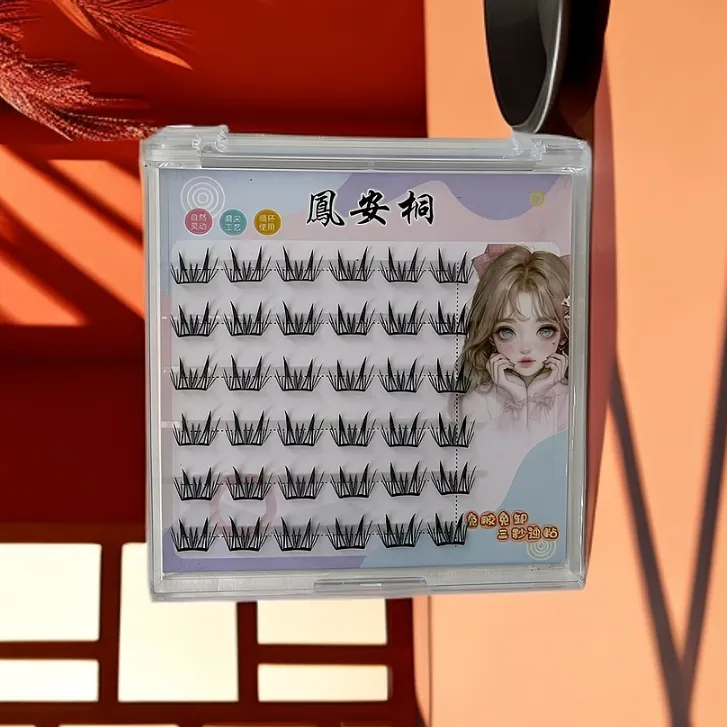 轻盈【小薄片】小鹿角免胶假睫毛女款时尚高品质新手单簇分段式免卸