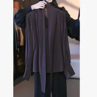 刘欣服饰 2025新款秋装气质时尚网红长袖韩版百搭冷粽色上衣2359
