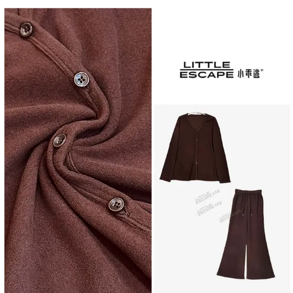 小乖逃休闲时尚咖色套装百搭款式时髦三件套N95126
