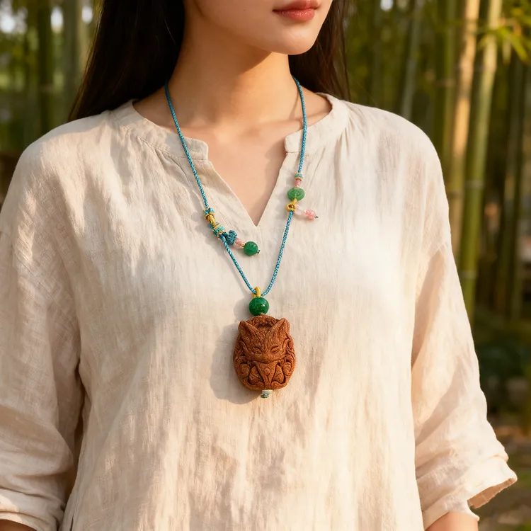 手工九尾狐合香牌古风饰品净化香薰挂件