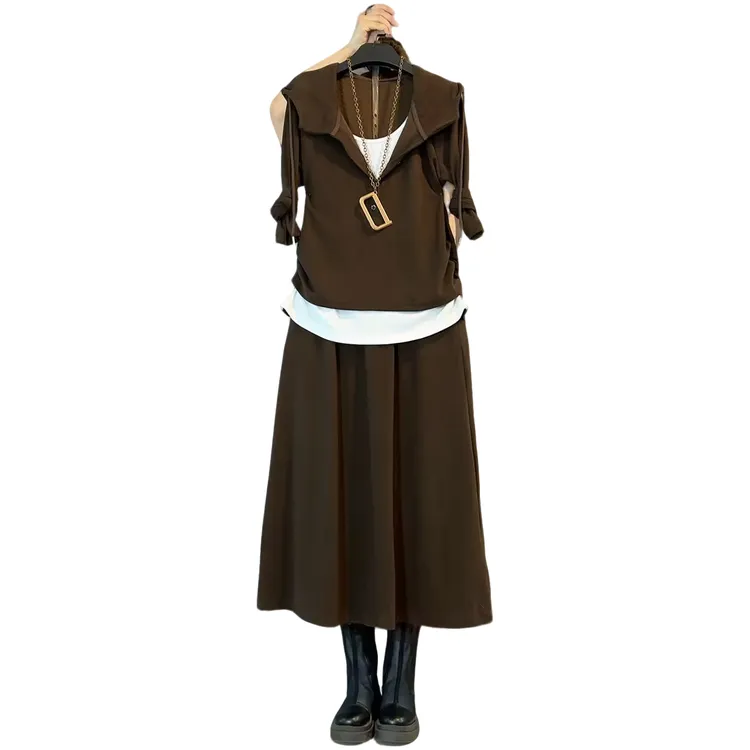 大维罗依JP早秋欧货假两件设计感显瘦遮肉套裙