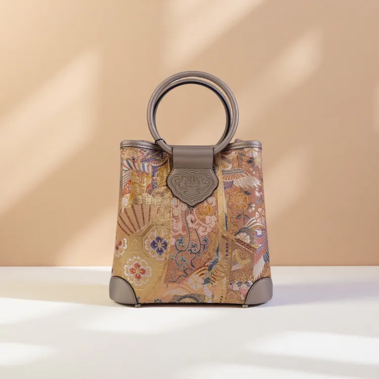 新中式国风唐锦女包百搭新款手提包斜挎包单肩包时尚真皮通勤