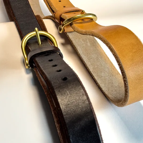 5.0牛肩原皮腰带男士皮带女士腰带黄铜实心马蹄扣