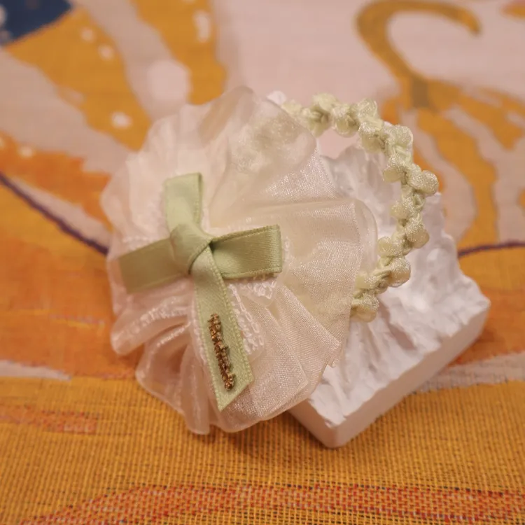 【YC专属】仙甜发圈米色绿色清新仙气甜美可爱蝴蝶结儿童丸子发绳