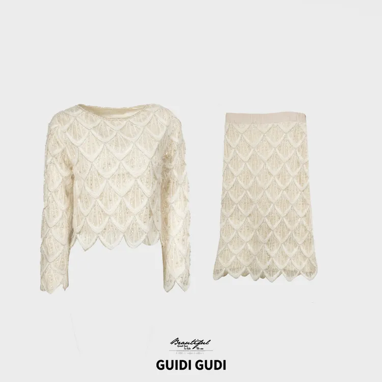 GUIDI GUDI【白色圣诞】高级感慵懒风两件套套装/黄加蓝  