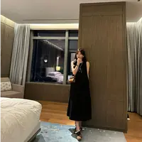 syna希娜 高定设计感黑色无袖连衣裙