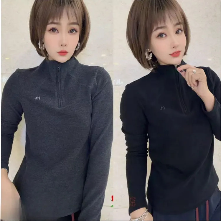 836膨体婴儿绒显瘦半拉链刺绣衫时尚小衫