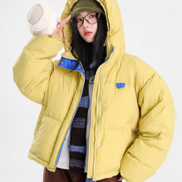 90白鸭绒+运费险秋冬新款短款连帽厚羽绒冬季韩版时尚加厚面包服