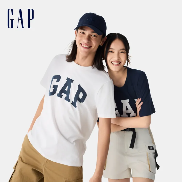 Gap男女同款2025春夏印花经典logo圆领简约百搭上衣DR 856659