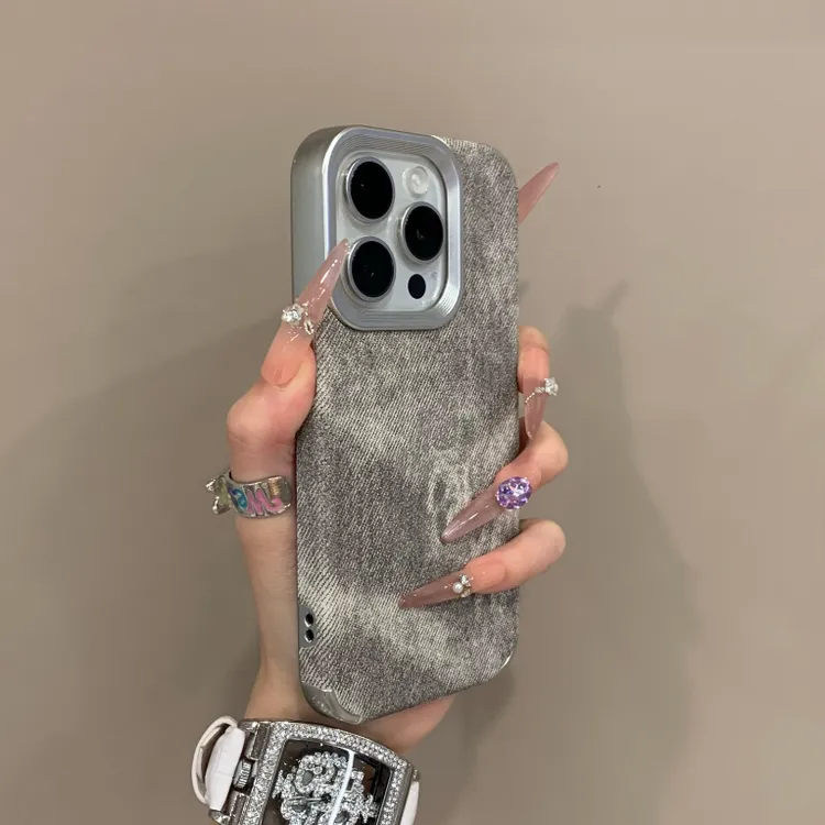 电镀牛仔纹潮酷适用iPhone16promax苹果15手机壳14简约款13创意12