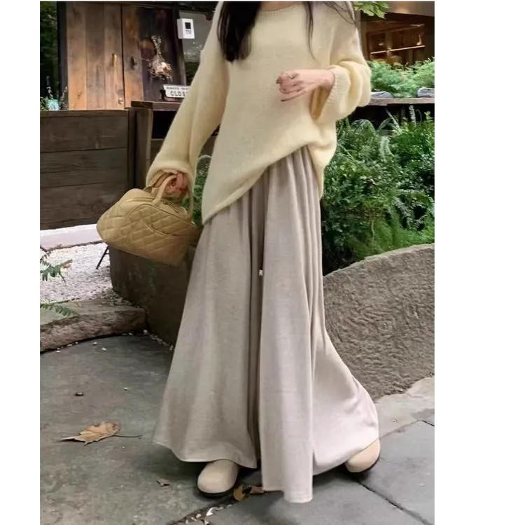 【大阔腿裙裤】秋季新款慵懒风针织百搭宽松显瘦糯米裙裤001