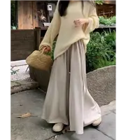 【大阔腿裙裤】秋季新款慵懒风针织百搭宽松显瘦糯米裙裤SY
