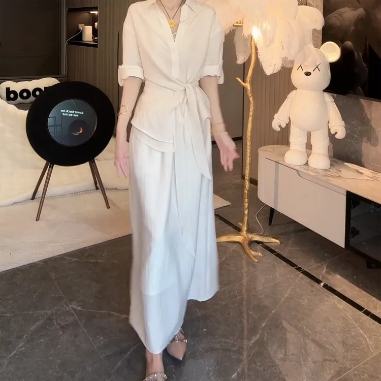 法式精致气质女神范衬衫半裙套装