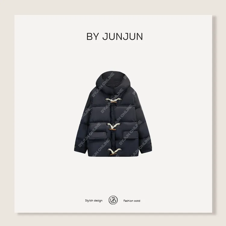 BYJUNJUN 2025冬季新款小众设计女装【牛角蓝鹅】保暖羽绒服