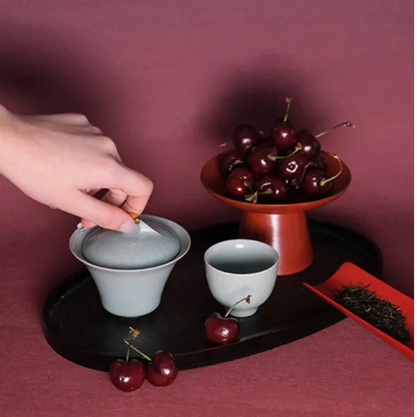 【造青·鹤韵茶具套组】2025新年礼盒龙泉青瓷盖碗茶具套组喝茶