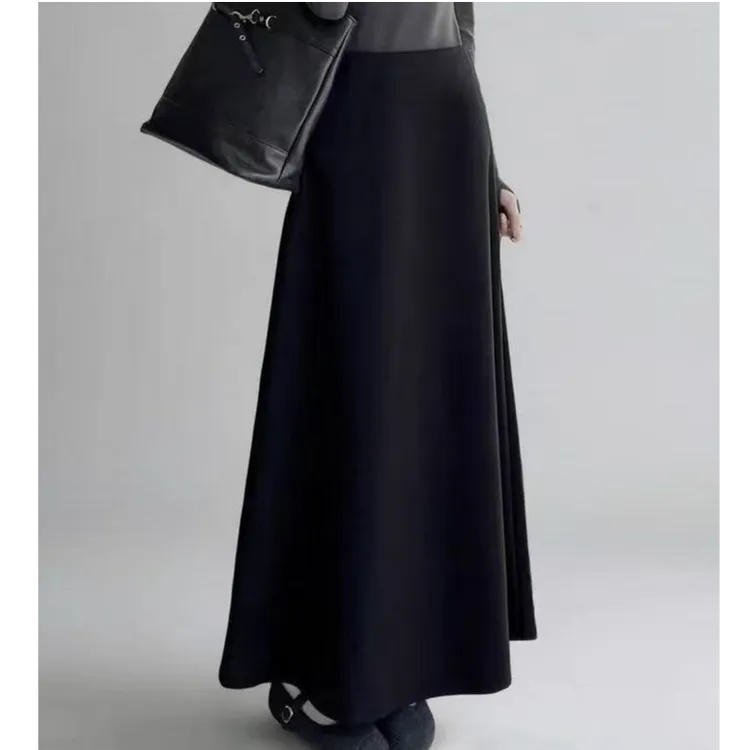 【秋冬加厚重磅高档羊毛裙】原创加长简约百搭保暖毛呢半身裙A长裙