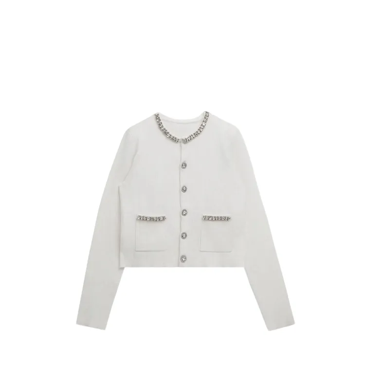 oajer鸥欧纪儿旗舰女装店同款法式时髦洋气温柔甜美钻链针织开衫