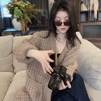  【悦悦专属】秋季新款慵懒风双口袋长款针织外套Y987