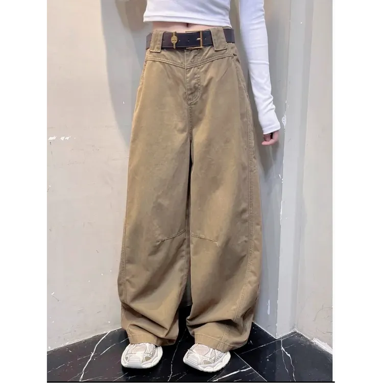 NOMIO秋季新款美式复古口袋设计感宽松百搭显瘦休闲裤拖地裤