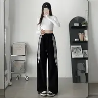 迪尼花美式条纹卫裤25秋季高腰休闲裤休闲宽松百搭直筒运动裤
