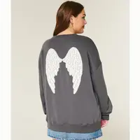 Hollister25秋冬新款辣妹抓绒贴布圆领长袖卫衣女装352-5238