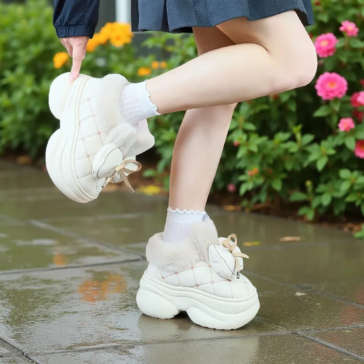 PU防水包跟棉拖鞋女士冬天保暖厚底居家室内防滑棉鞋冬天新款