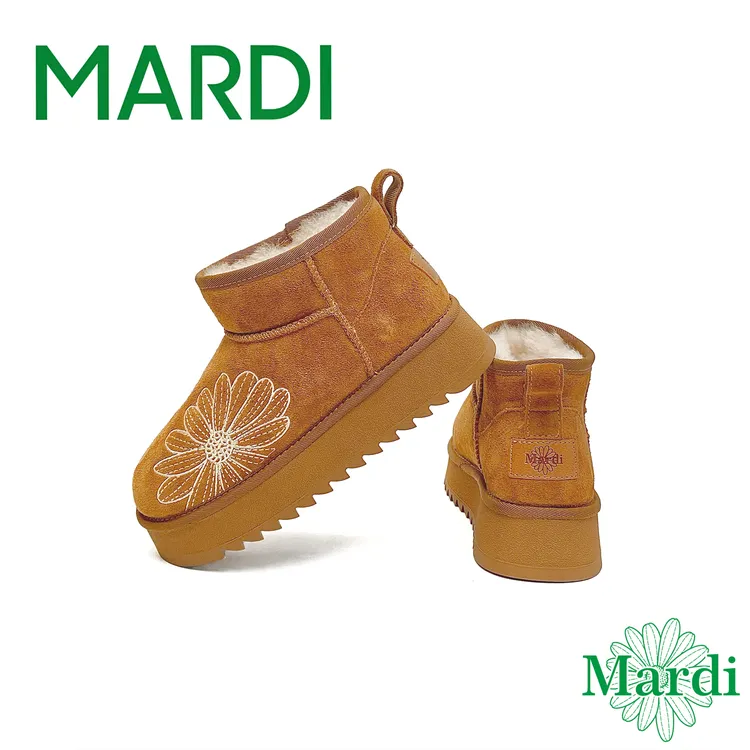 MARDI/玛尔帝防滑棉靴加绒加厚保暖冬季真皮毛时尚雪地靴休闲厚底