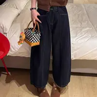 【艾萱萱】3758款普洗深蓝八分加绒牛仔裤女图片与实物不符 约86