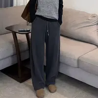 抽绳弯刀卫裤女秋季垂感高腰慵懒风宽松运动裤休闲阔腿裤微弯刀裤
