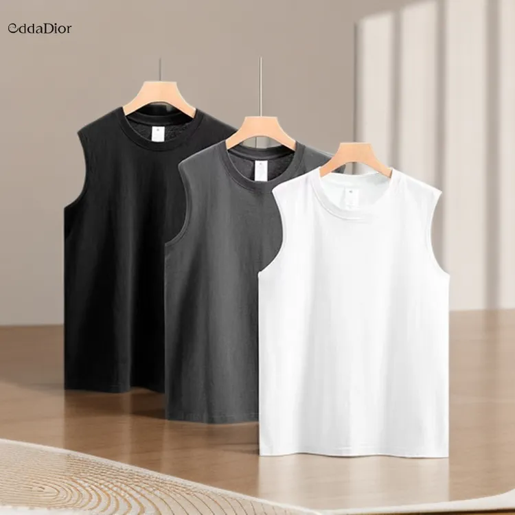 eddaDior男士时尚无袖背心新款坎肩T恤百搭上衣简约透气运动健身