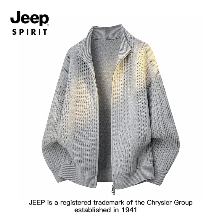 JEEPSPIRIT吉普开衫毛衣男士秋季新款宽松毛线衣老钱风针织衫外套