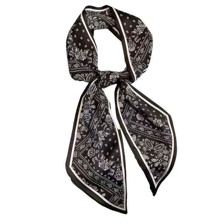 腰果花波点长条小丝巾高级感百搭衬衫领巾装饰时尚气质系脖薄围巾