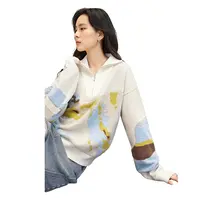 对白X凯伊莱文联名艺术氛围半拉链毛衣女撞色针织衫DYZB-EDE229