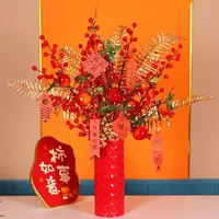 发财果红果发光条陶瓷花瓶年宵花仿真花客厅摆放装饰桌面新年摆件