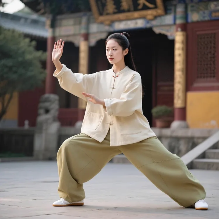 太极服女款新款秋冬加绒加厚棉麻外套中国风禅意佛系八段锦练功服