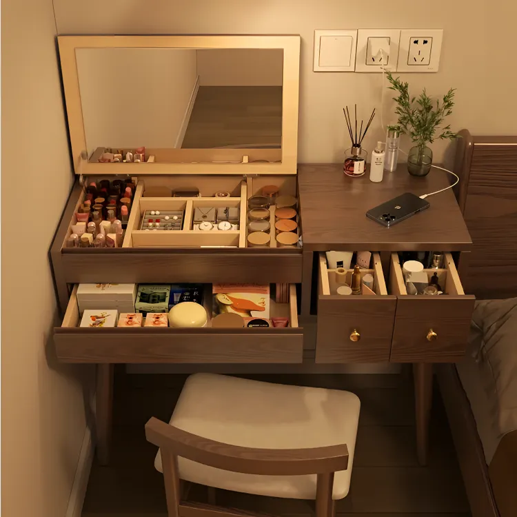 梳妆台卧室家用2025年新款化妆桌梳妆台小户型实木梳妆台整装中式
