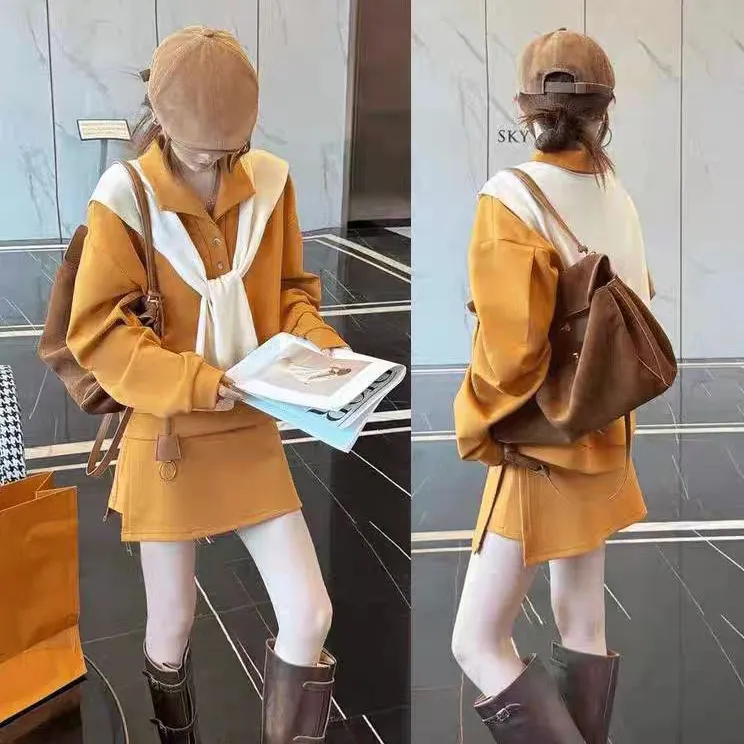 1090洋气减龄休闲运动套装女春秋新款时尚卫衣短裙裤三件套长袖