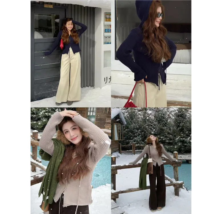 YPP!【活力满格】韩系慵懒感修身显瘦双拉链连帽长袖针织上衣