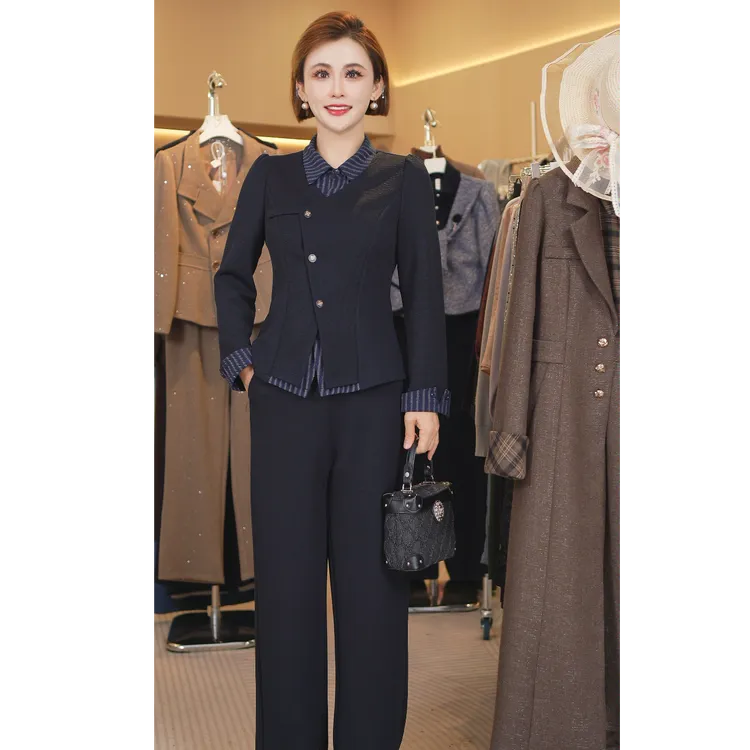 W8106时尚收腰穿搭整套女2025秋冬季新款气质百搭裤装两件套