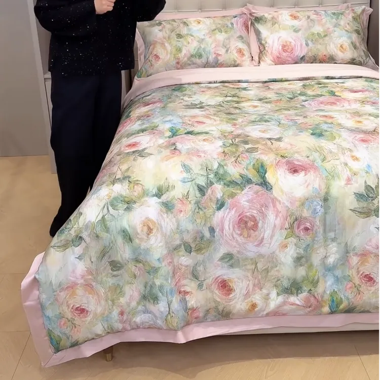 花花一家【爱乐物语】- 轻奢保暖柔软天丝棉磨毛床上用品四件套床盖