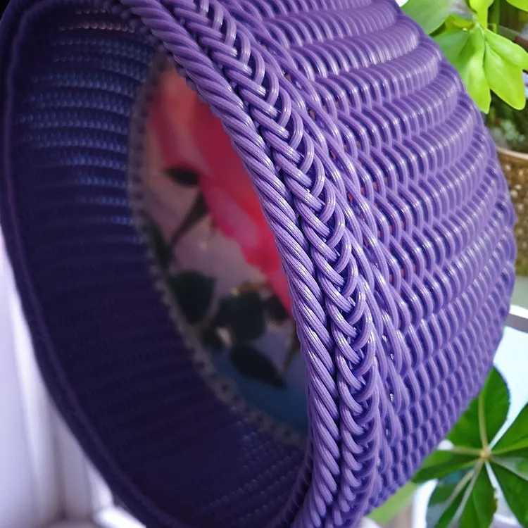 手工成品二五毫米零食家用创意藤编圆形大气紫色