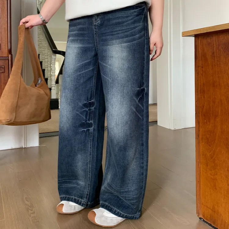 美式复古阔腿牛仔裤YZ00490