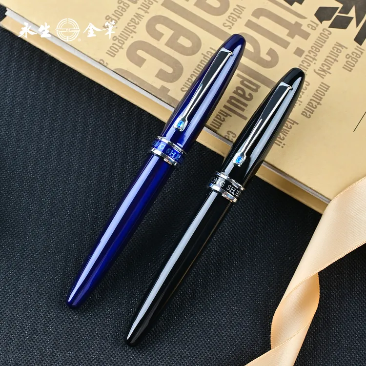 永生蓝钻轻奢钢笔手磨长刀研专业硬笔书法练字钢笔全铜鱼雷款钢笔