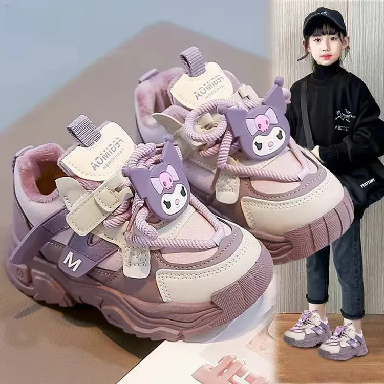 女童鞋棉鞋冬季2025新款儿童加绒防滑公主运动鞋女孩大棉老爹鞋