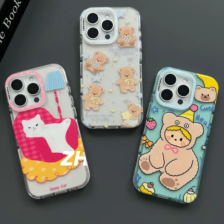 【16包按键】侧边带图小熊高级感适用iPhone16promax手机壳17苹果14